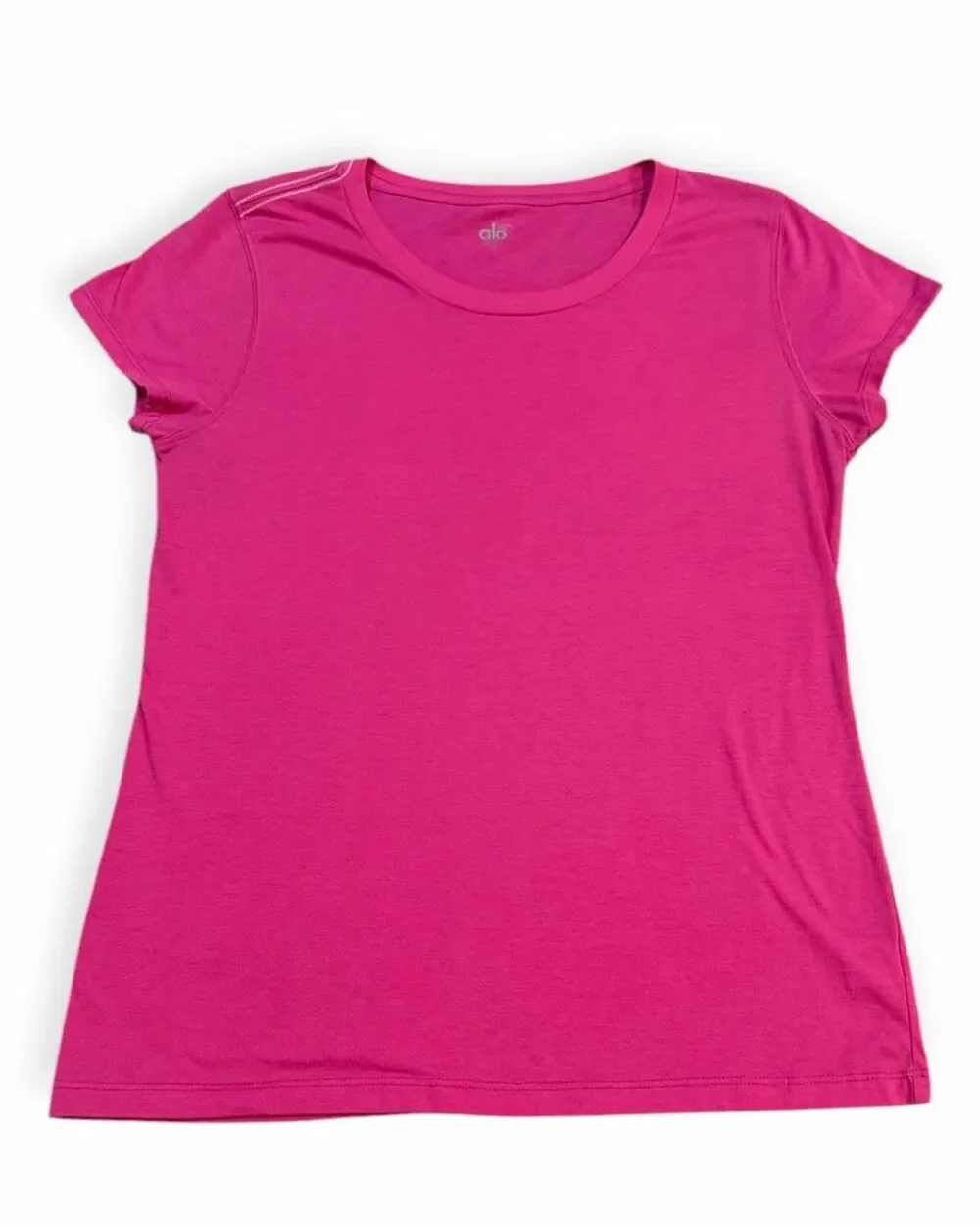 ALO YOGA CoolFit Fuchsia Pink Scoop Neck Short Sleeve Athletic Tee XL
